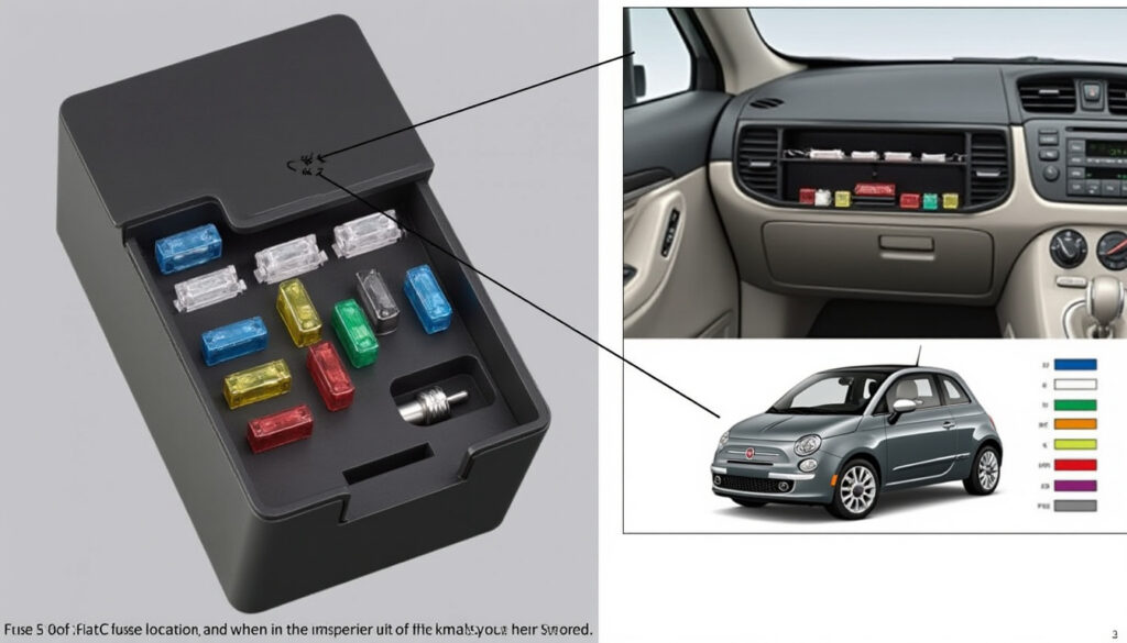 découvrez le schéma détaillé et l'emplacement précis des fusibles pour votre fiat 500 et 500c afin de faciliter leur identification et remplacement.